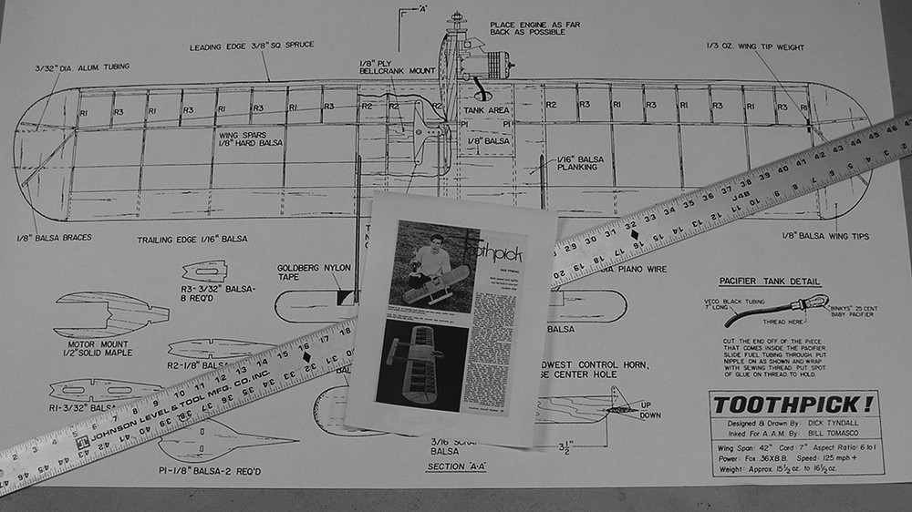 Model Airplane Plans (UC): Toothpick 42" Combat for .36 Engine by Dick Tyndall