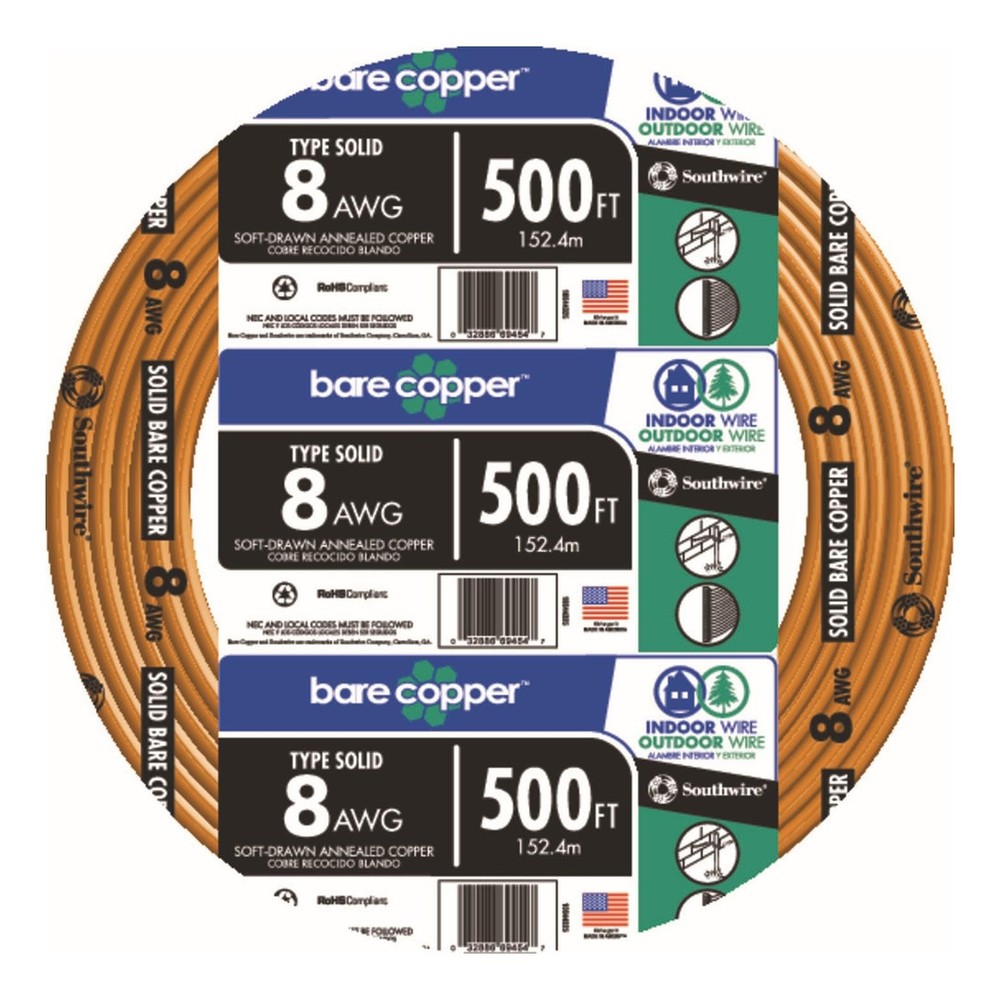 Southwire 50-ft 8-Gauge Solid Soft Drawn Copper Bare Wire (by-The-Roll)