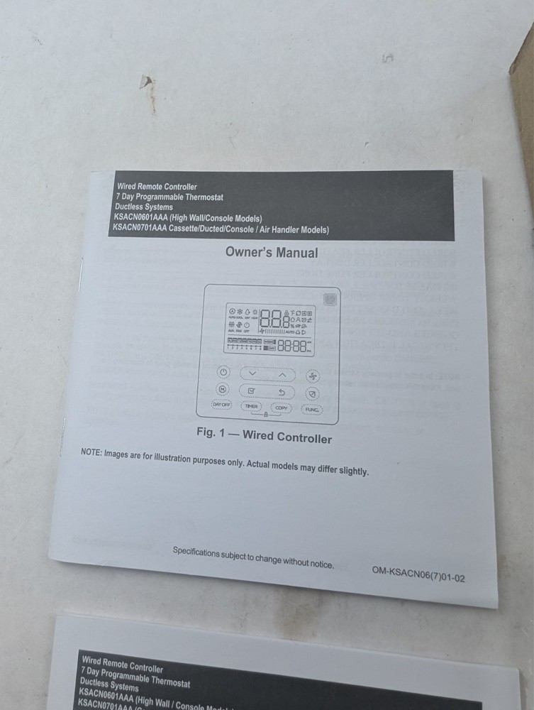 Carrier KSACN0701AAA Wired Remote Controller