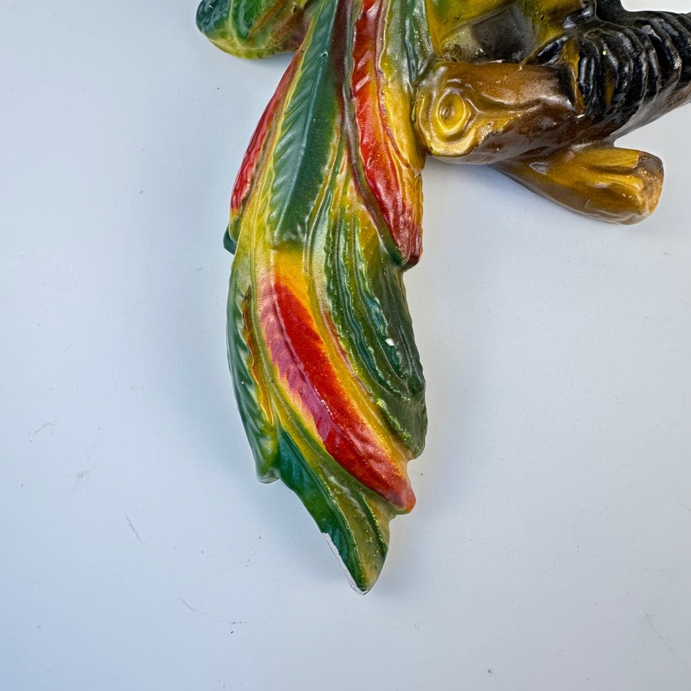 Mid-Century Chalkware Parrot Bird Wall Hanging