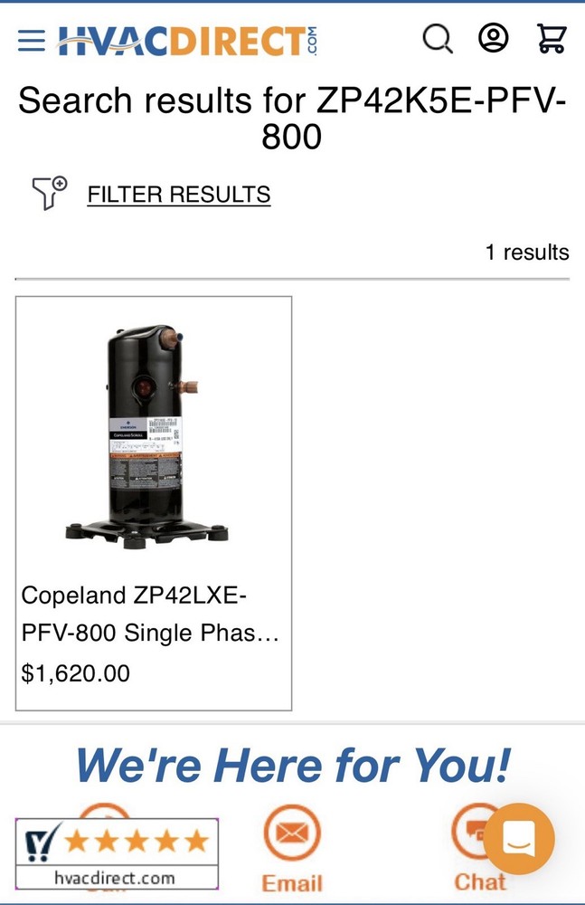 copeland scroll compressor ZP42K5E-PFV-800