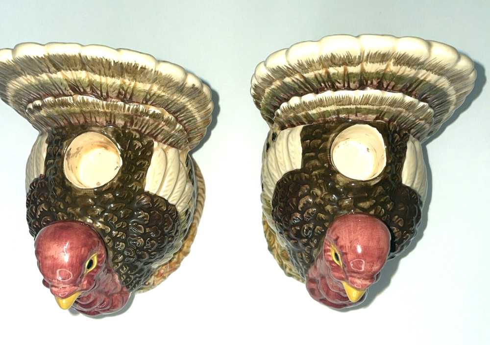 Pfaltzgraff Turkey Candle Holders Set Fall Decor 5" X 4"
