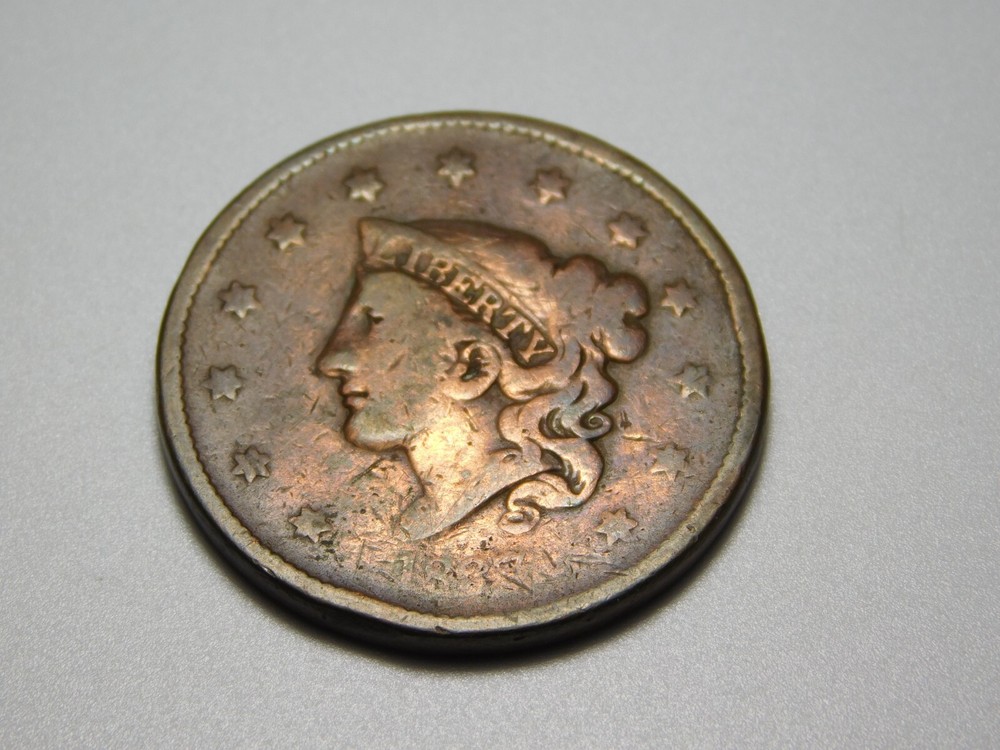 US COINS 1837 CORONET HEAD LARGE CENT