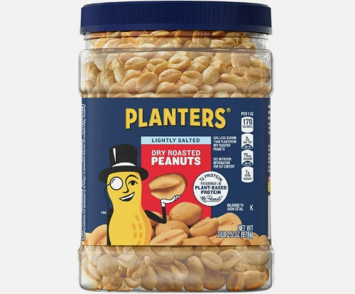 PLANTERS Lightly Salted Dry Roasted Peanuts, Party Snacks, Plant Based Protein,