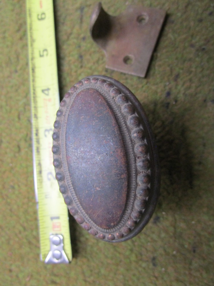 Vintage SINGLE Solid Brass Oval Doorknob with solid brass finger pull