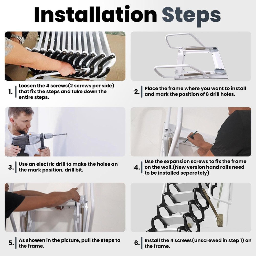 12-Step 1102LBS Al-Mg Alloy Attic Larrer 10FT Wall Mounted Pull Down System