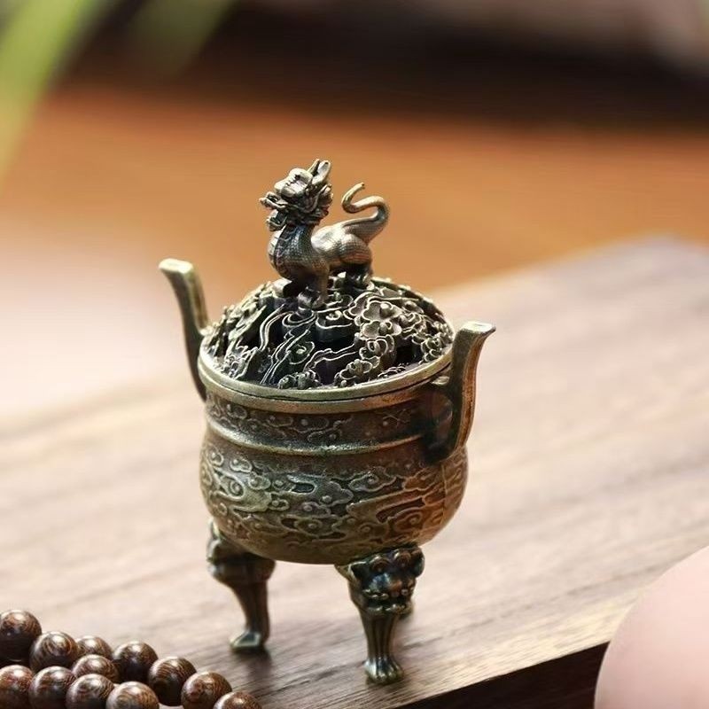 4.8X3.3X6.5cm Chinese Style Cloud Phoenix Tripod Mini Incense Burner