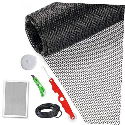 Window Screen Replacement Kit Width:48in Length:158 48*158in Black