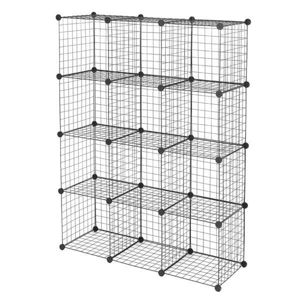 DIY Modular 12Cube Shelving Unit Modular Cubbies Mesh Grid Storage Multifunction