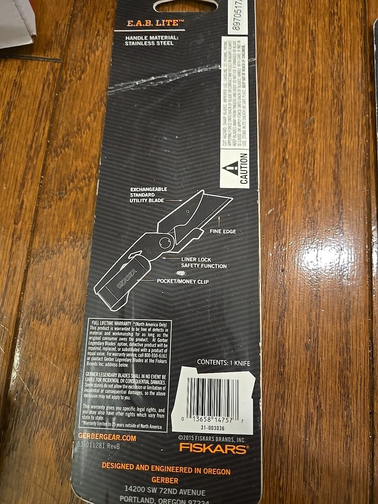 Silver Gerber E.A.B. Lite Clip Folding Utility Knife