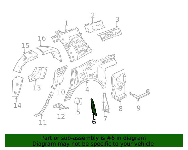 Genuine GM Passenger Side Body Side Outer Panel Extension 22786695