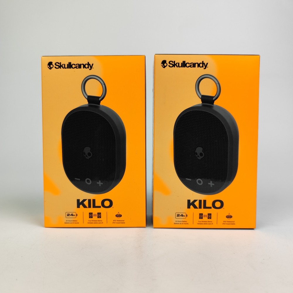 Skullcandy Kilo Wireless Bluetooth Speaker with Case Bundle, 2-pack, Color Black