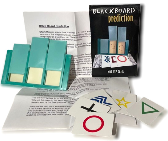 BLACKBOARD PREDICTION CARDS Mental Mind Reading Magic Trick ESP Set Frame Pocket