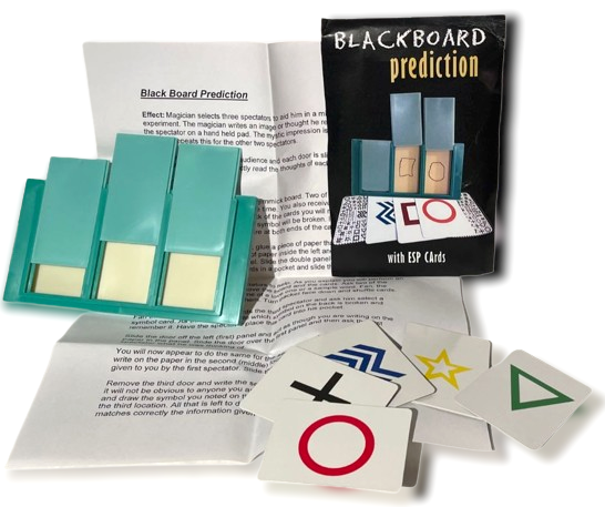 BLACKBOARD PREDICTION CARDS Mental Mind Reading Magic Trick ESP Set Frame Pocket