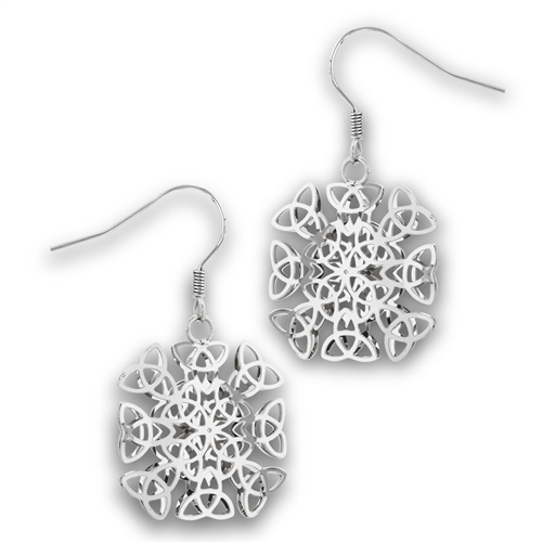 Stainless Steel Celtic Trinity Double Sided Earrings