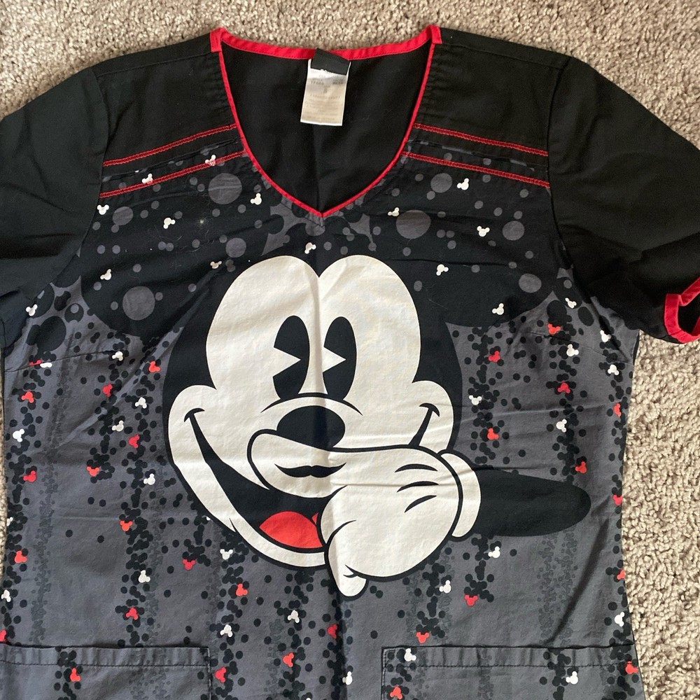 Black And red Disney Mickey Mouse Scrub Top Size Small