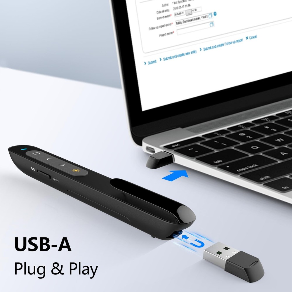 N76 Rechargeable Presentation Clicker Wireless Remote Red Light PPT Click