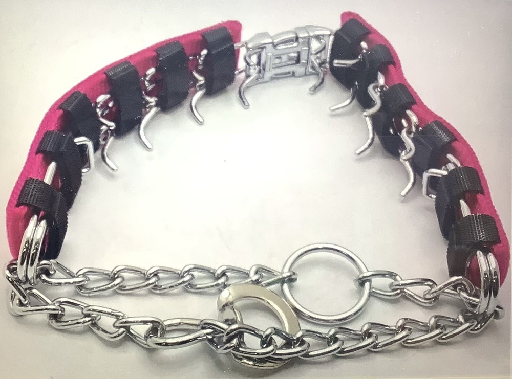 DOG ADJUSTABLE COLLAR W/ QUICK RELEASE BUCKLE & RUBBER CAPS PINK SMALL