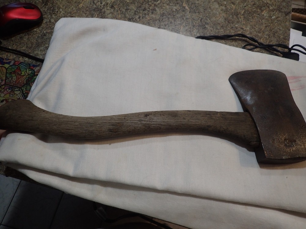 Vintage Keyatone AXE TOOL Single Bit Axe Head with wood handle