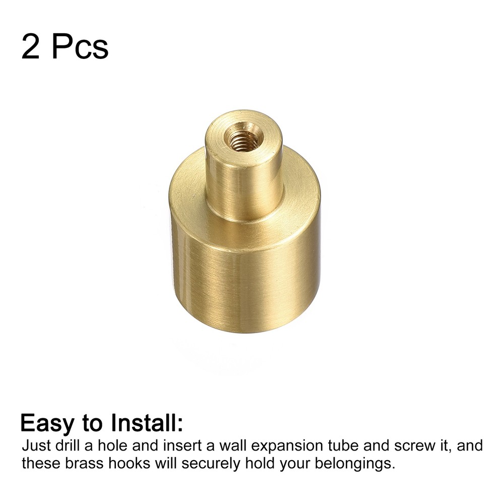 Decorative Wall Hooks, 2Pcs - Solid Brass Entryway Coat Hooks (20mm x 29mm)