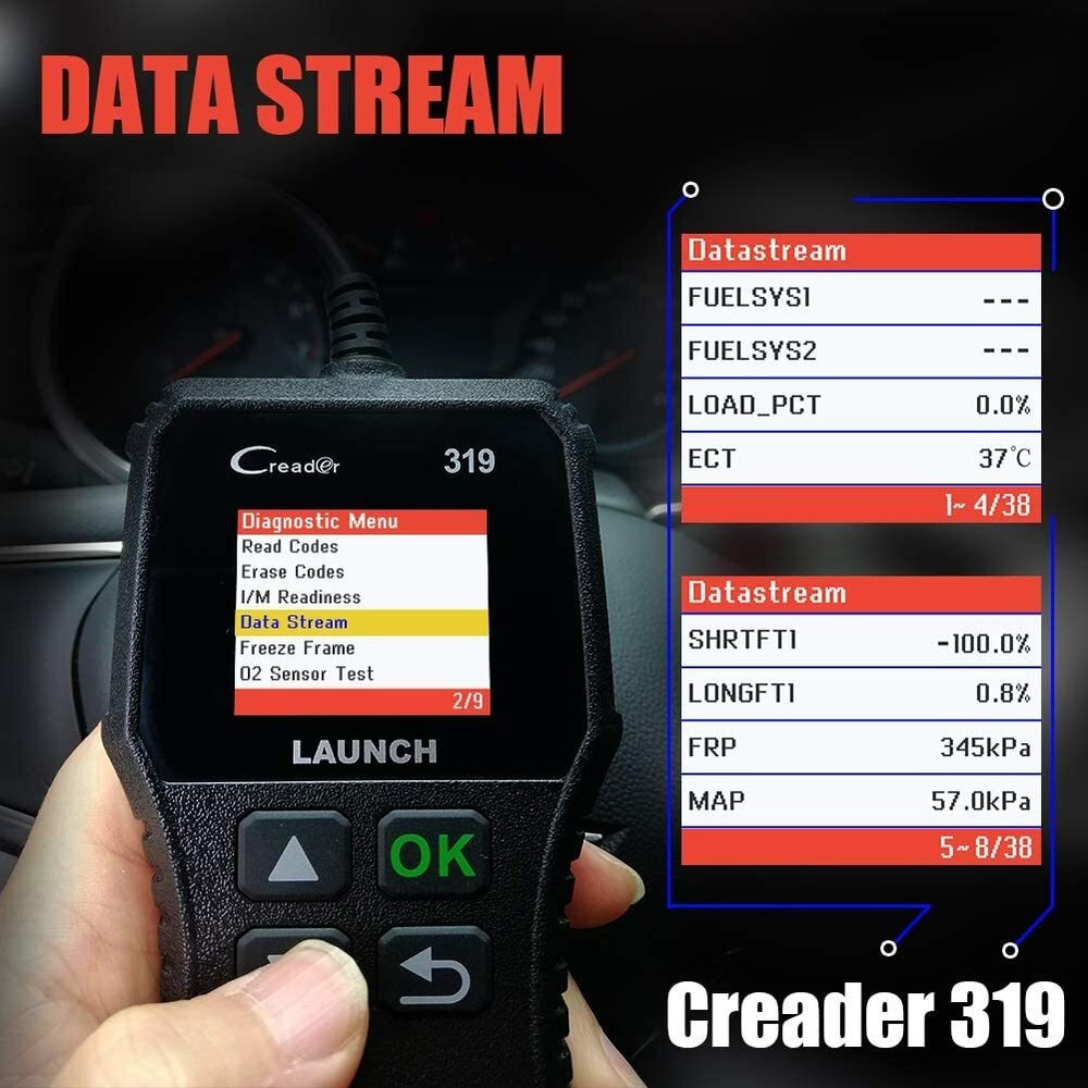 LAUNCH CR319 OBD2 Scanner Diagnostic Tool OBD LIVE DATA Freeze Frame Code Reader
