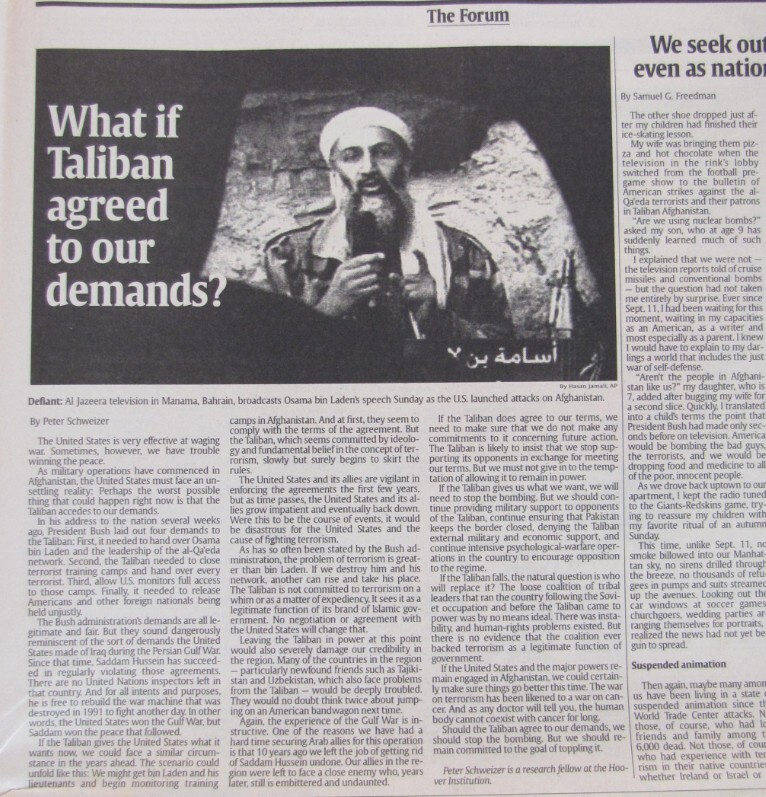 Vintage 2001 FIRST Attack Afghanistan War Newspaper