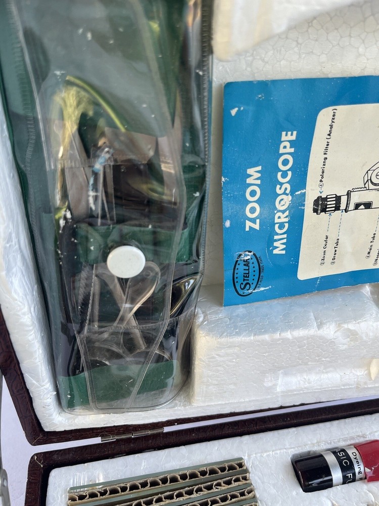 Stellar Zoom High Power Microscope Vintage In Case + Accessories