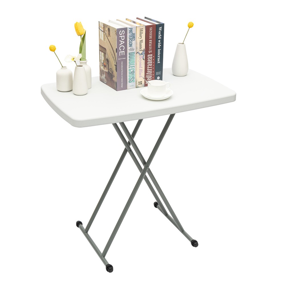 20x30" White Folding Table Portable and Adjustable Small Table