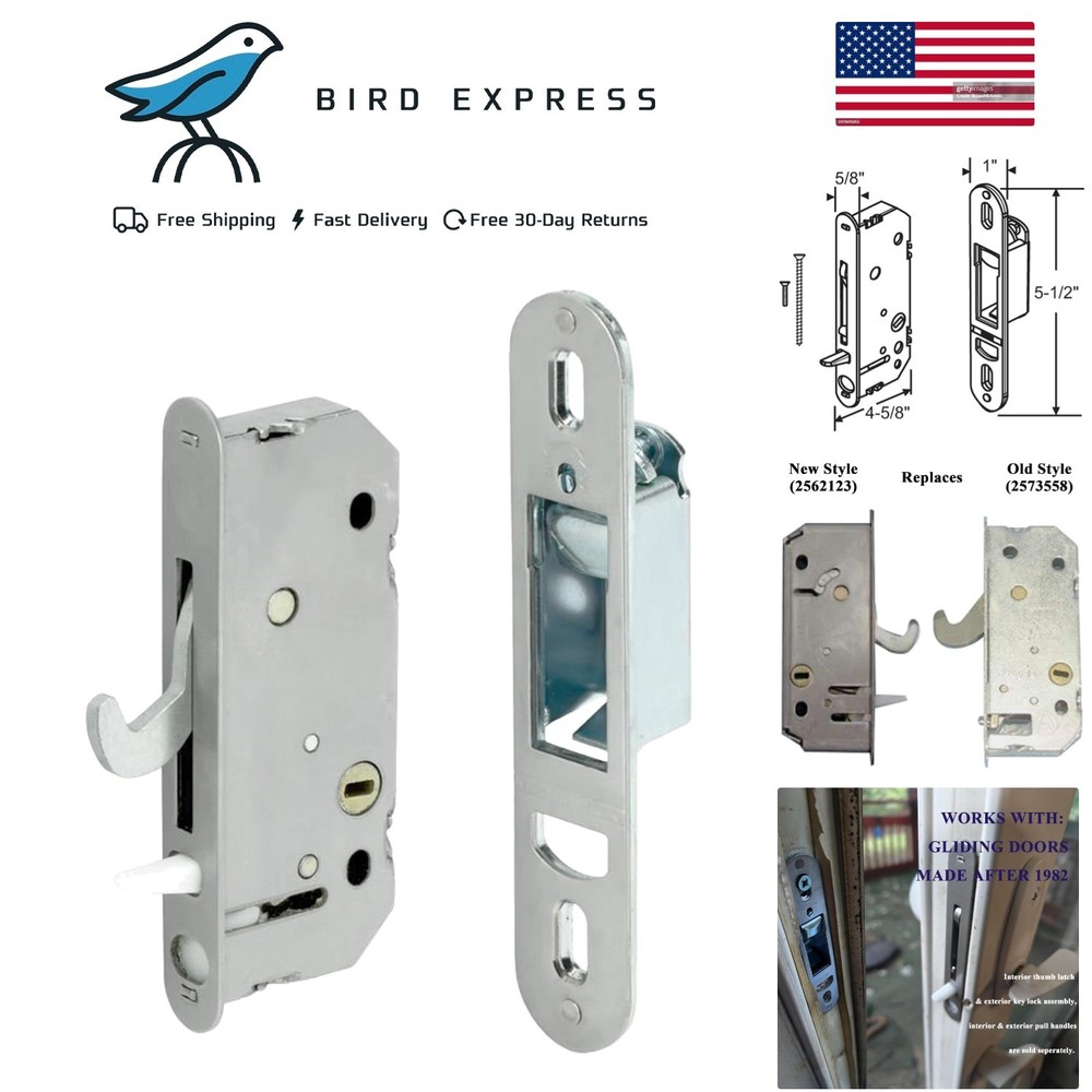Gliding Patio Door Mortise Lock Kit for Andersen 2-Panel Doors Replacement