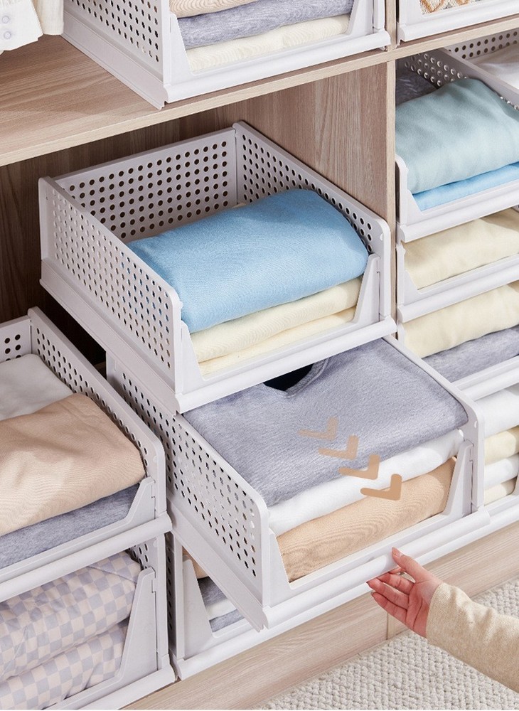 5-Pack Stackable Wardrobe Storage Baskets