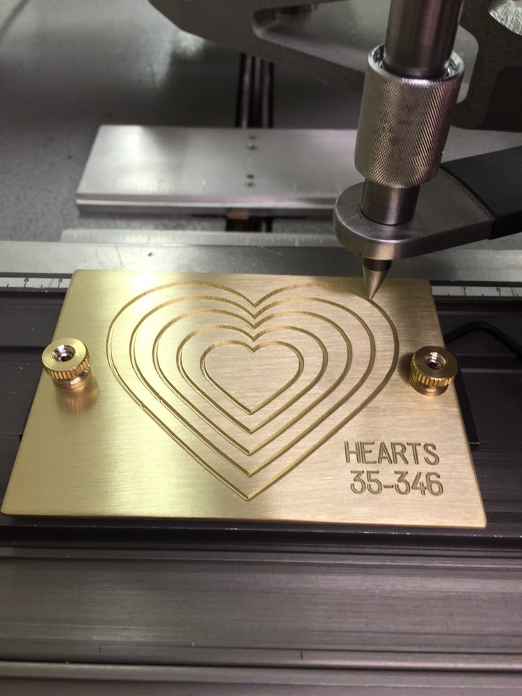 LARGE HEARTS SOLID BRASS MASTER ENGRAVING PLATE FOR NEW HERMES FONT TRAY