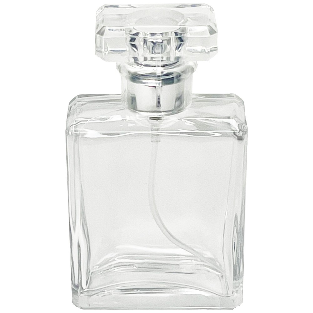 50ml 1.7oz square clear T-cap perfume spray bottles silver atomizer