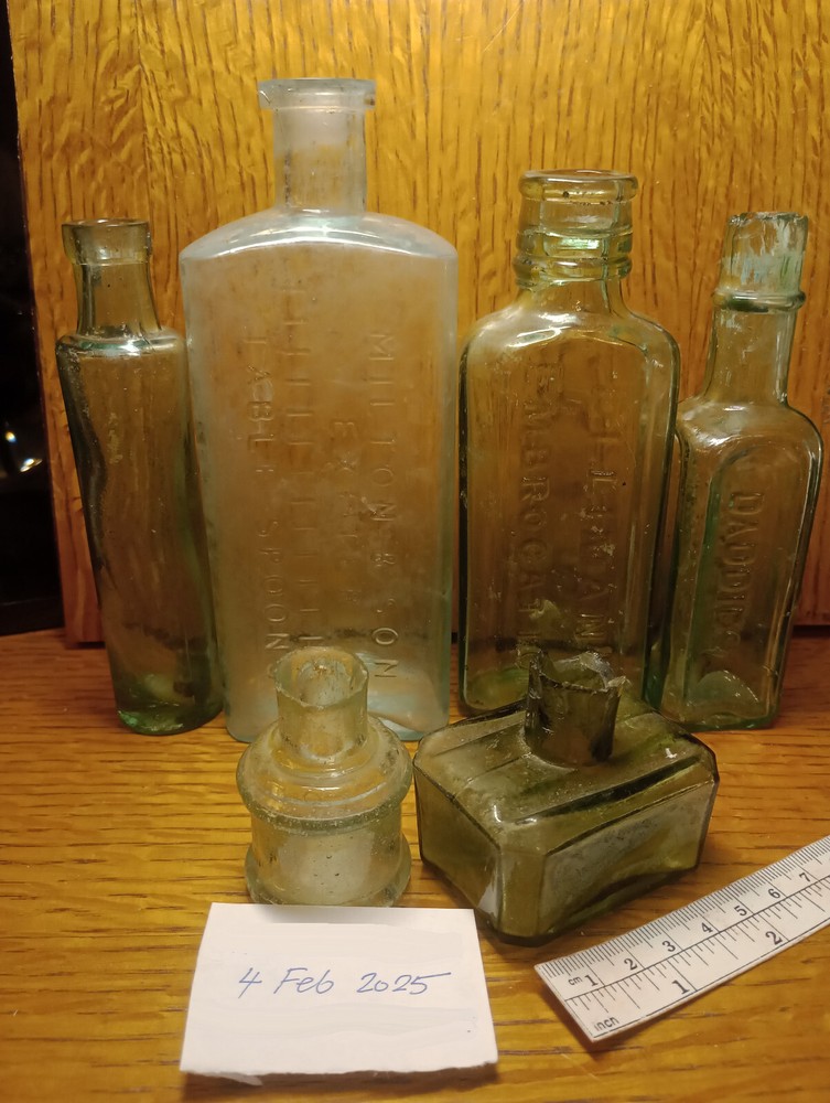 SIX antique bottles