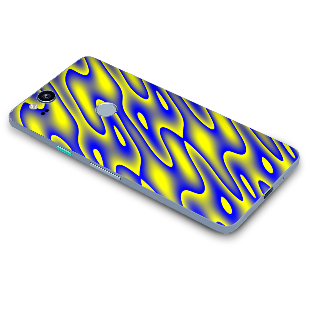 Google Pixel 2 Skins Decal Wrap Neon Blue Yellow trippy