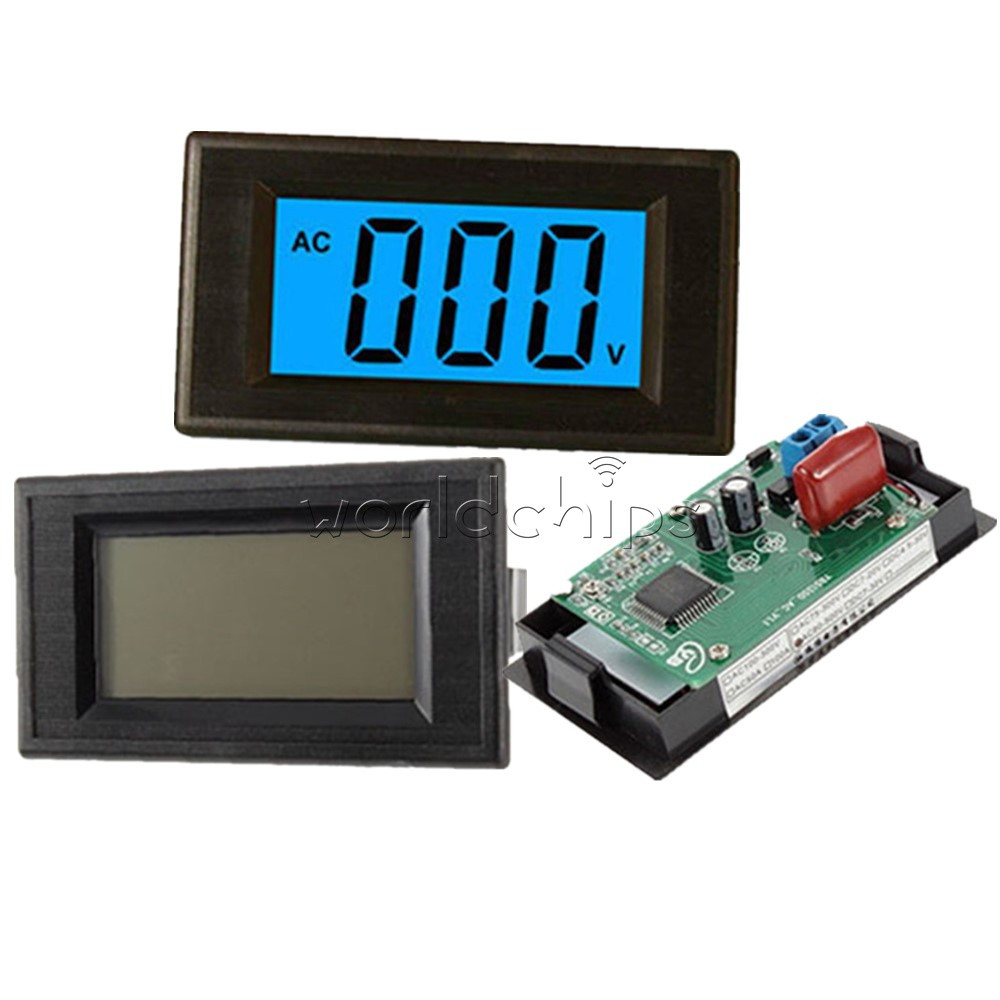 Blue Digital Voltmeter Panel 2/4 wire AC 0-500V LCD Alternating Voltage Meter
