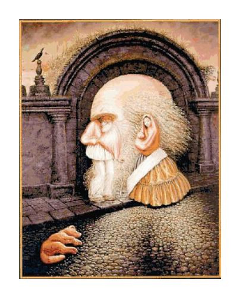 Old Man Illusion Handmade Fine Art Cross-Stitch Pattern Chart