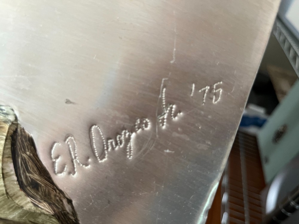 Unknown Metal Tin? Wall Art E.R. ? Jr. 1975