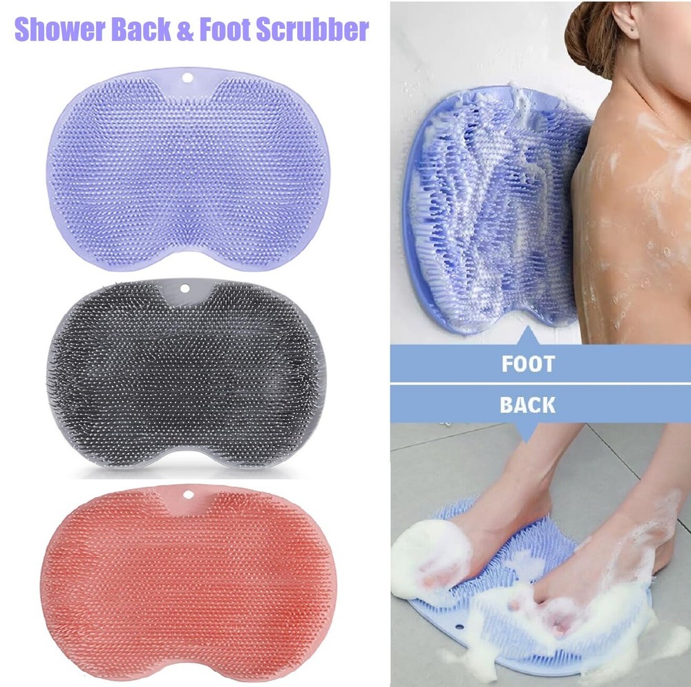 Shower Silicone Back & Foot Scrubber Wall Mounted Back Scrubber Bath Massage Pad
