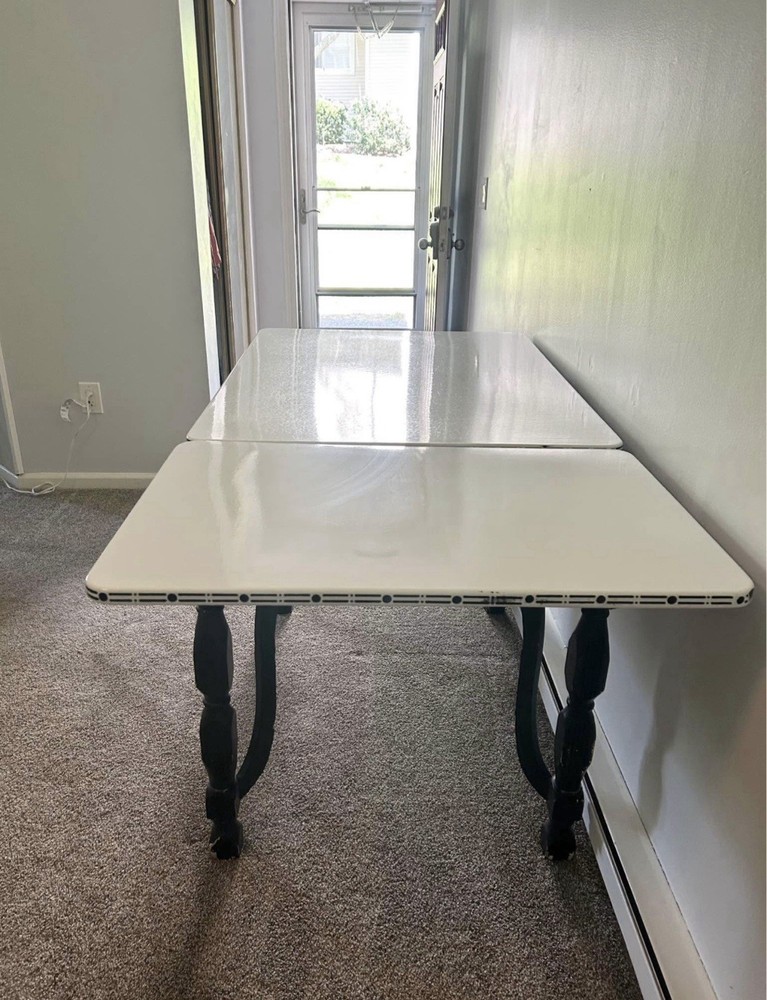Large Vintage Expandable Enamel Top Table
