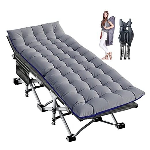 Folding Camping Cot, Extra Wide Heavy Duty Sleeping 1 Oversized Slate Gray