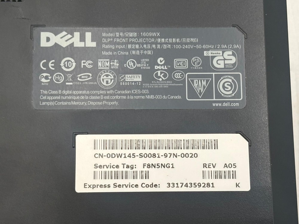 Dell 1609WX DLP Projector