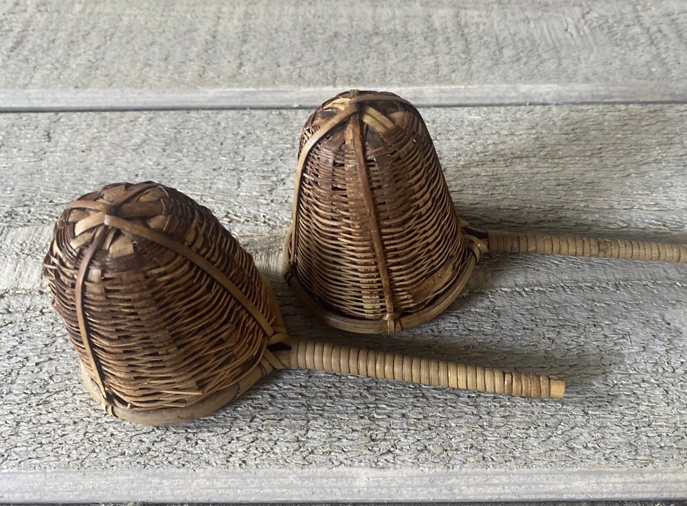 Vintage Wicker Tea Strainers Handmade Set/2
