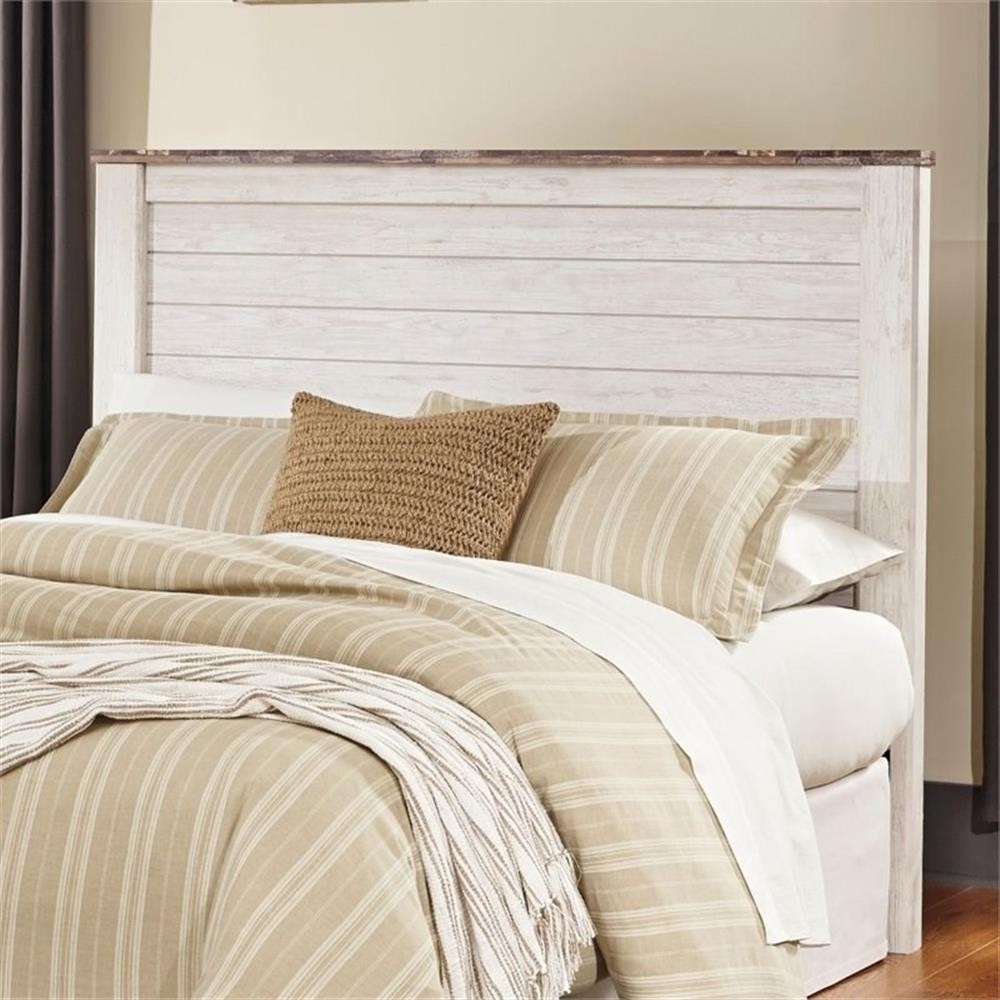 Bowery Hill Contemporary Queen/Full Panel Headboard in Whitewash