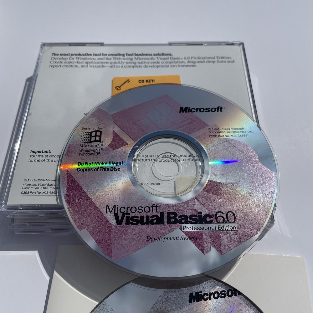 Microsoft Visual Basic 6.0 Professional Edition Pro 6 203-00490 Full Retail