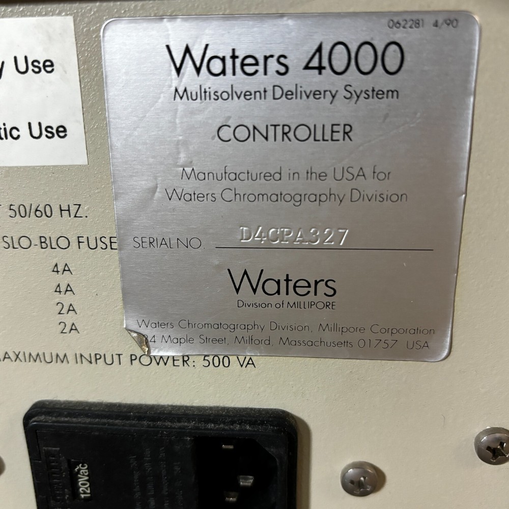WATERS 4000 MULTISOLVENT DELIVERY SYSTEM CONTROLLER MILLIPORE 50/60 Hz 🎯