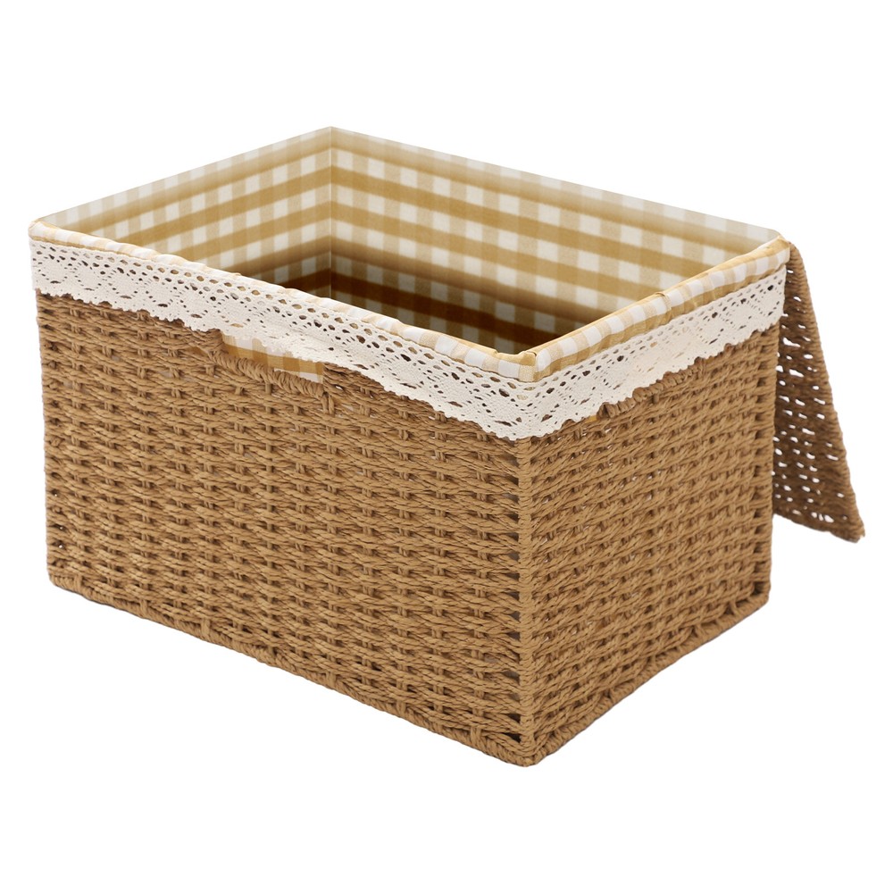 Large Storage Bin Rope Woven Basket Storage Basket with Lid/Handle & Liner