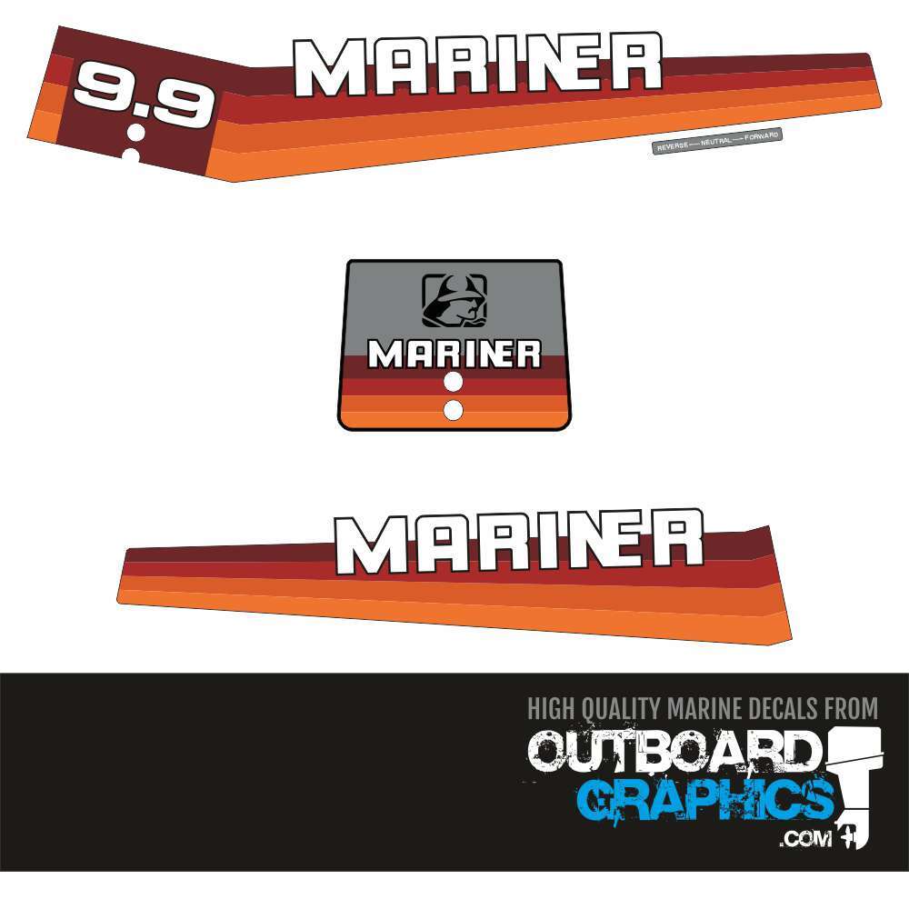 Mariner 9.9hp rainbow outboard engine decals/sticker kit