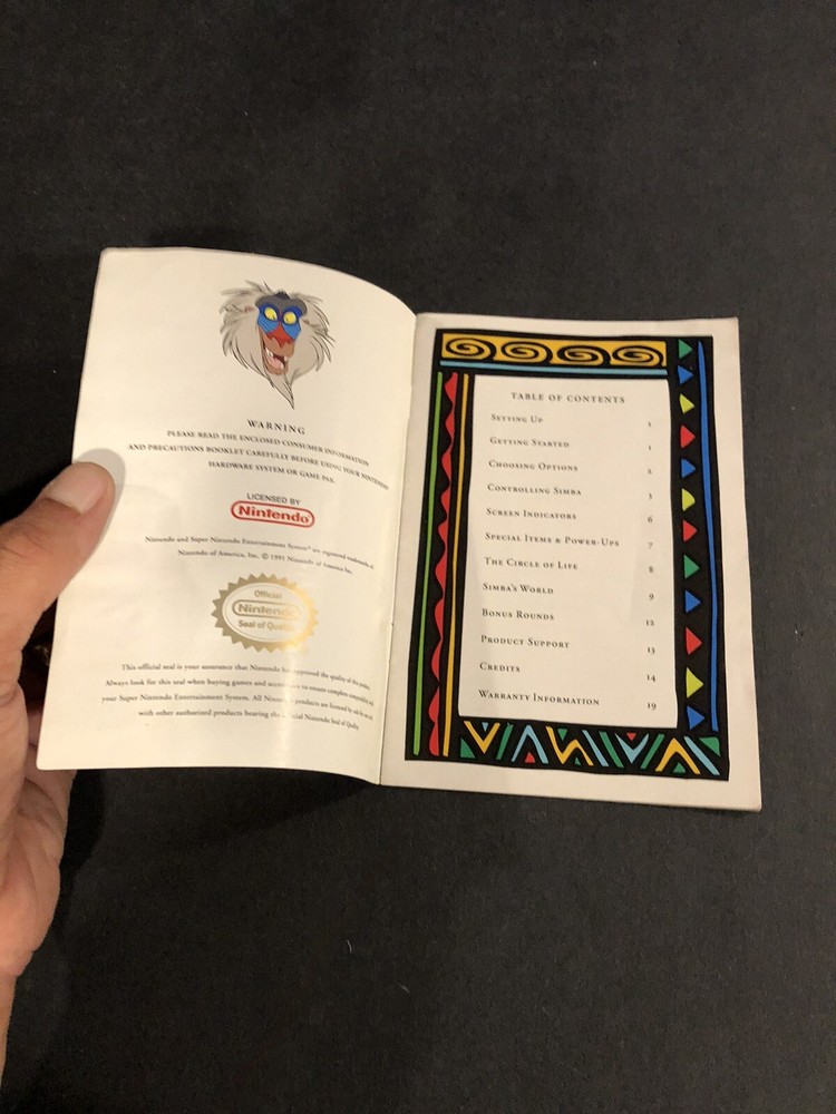 Lion king snes manual