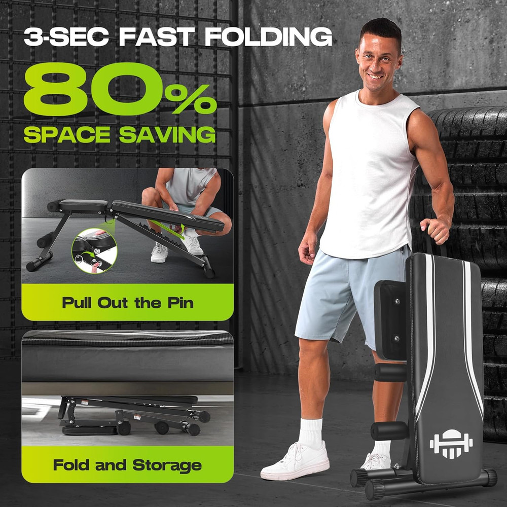 Basic Weight Bench for Home Gym, 660LBS Fast Foldable Workout Bench Press for Ho
