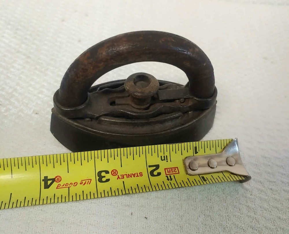 small about 4"  sad iron with removable handle shirt collars, toy ...
